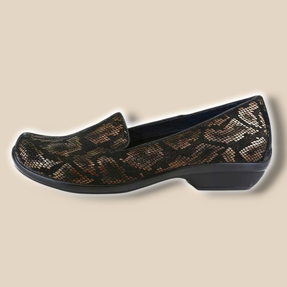Dansko Olivia Snakeskin Print Leather Loafers 39